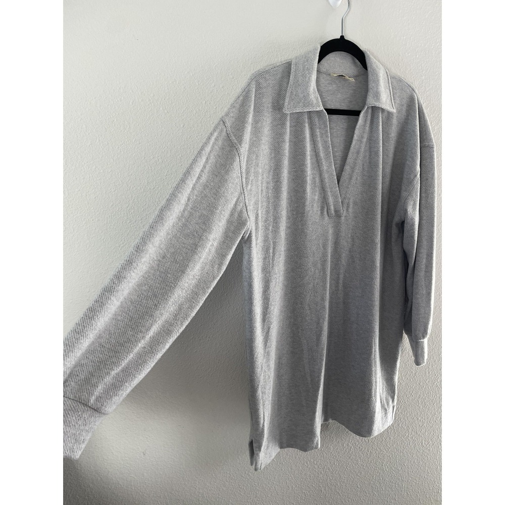Faherty Polo Tunic Top‎ Womens Small Gray Soft Knit Collared Long Sleeve Shirt - Picture 7 of 9